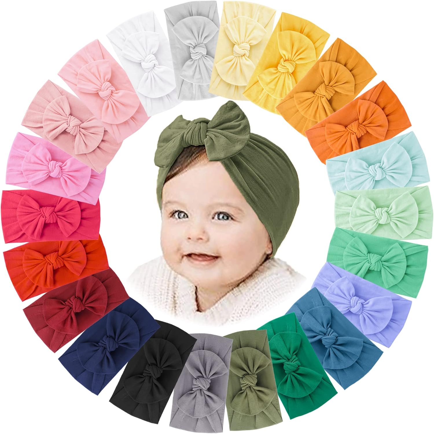 Jesries 22 piece baby headband set with assorted color bows