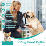 Side profile of the Rosvola anti pull dog collar highlighting the adjustable reflective straps.