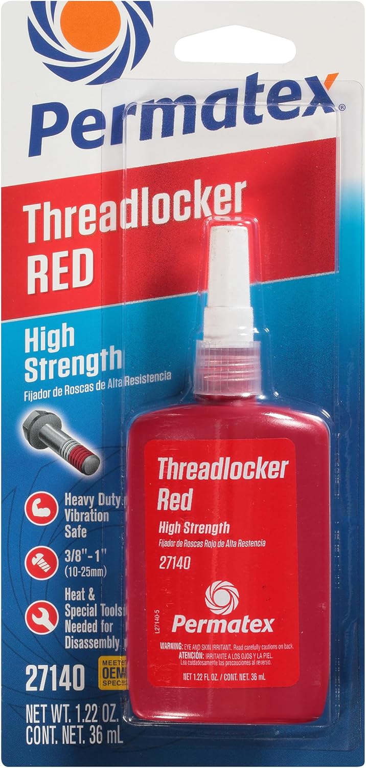 Permatex 27140 High Strength Threadlocker Red, 36 ml Bottle - Image 1
