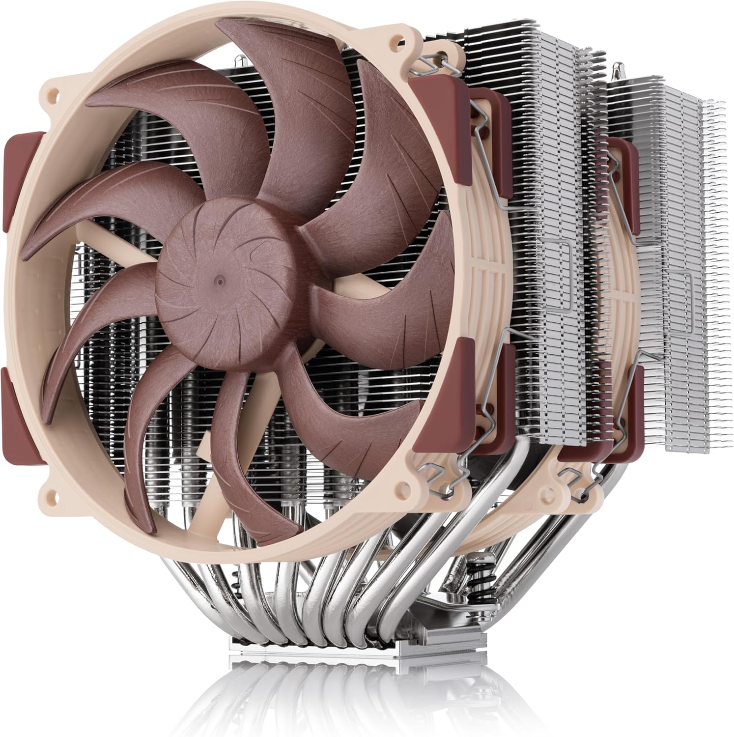Noctua NH-D15 G2 LBC dual tower CPU cooler front view showing premium brown fans.