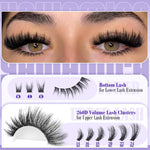 Volume Lash Clusters with Bottom Lashes Wispy Fluffy Eyelash Clusters Manga Lashes Clusters with Spikes 14-24mm Long 260D Thick Cluster Eyelash Extensions D Curl 236pcs Individual Lashes by Yawamica - Image 4