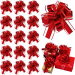 Willbond 20 Pieces 6 Inch Gift Wrapping Ribbon Pull Bows front view showcasing the vibrant red color.