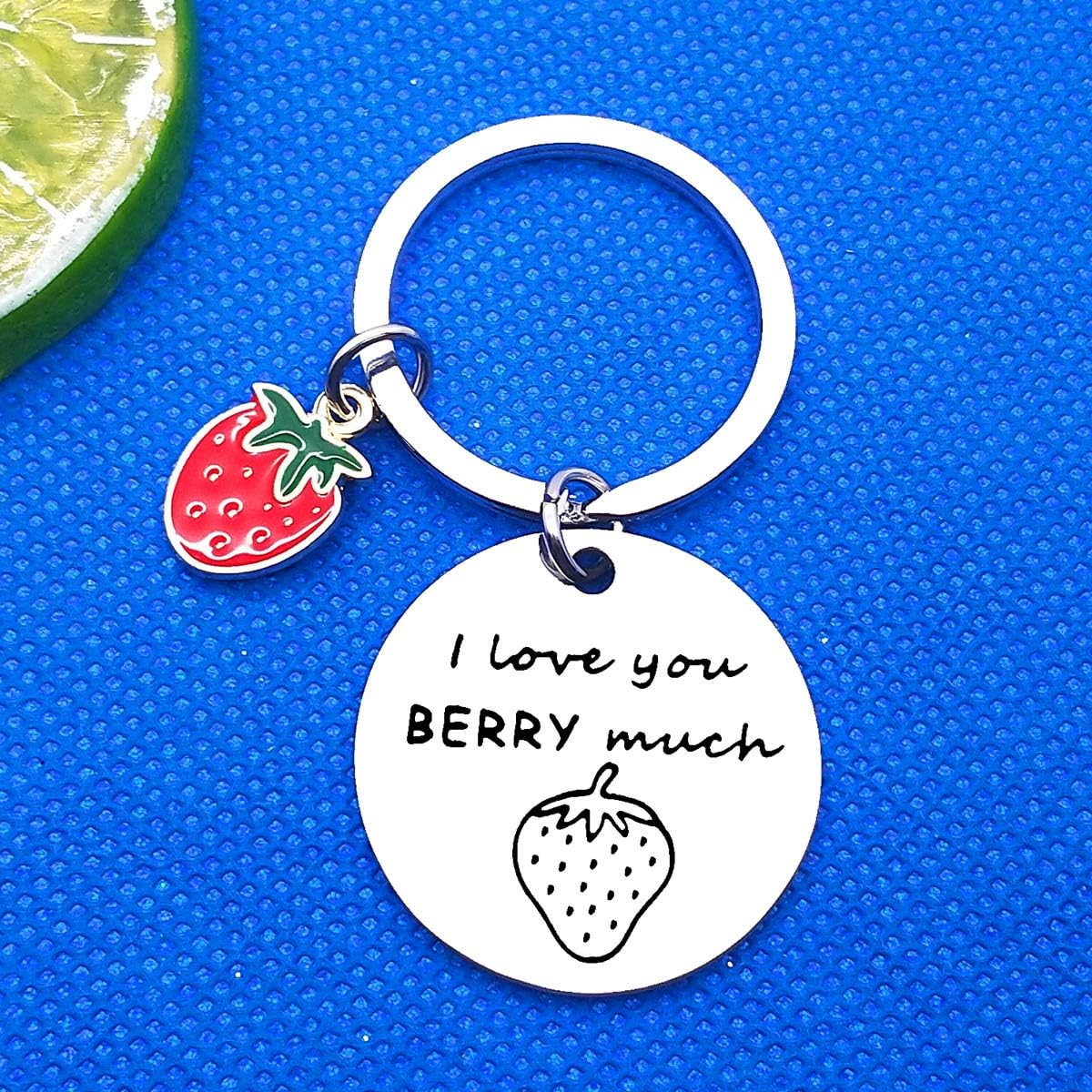 Baixian silver strawberry keychain for couples and BFFs
