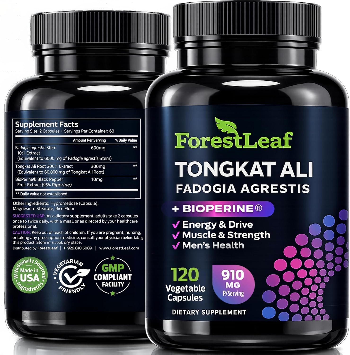 Tongkat Ali and Fadogia Agrestis for Men Supplement w/ BioPerine - Tonkat-Ali Max Strength 200:1 Extract - Long jack Tongkat-ali for Men - Muscle Growth, Performance & Energy - 120 Powder Capsules - Image 1