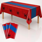 Icrius spider theme tablecloths front view showing red and blue design