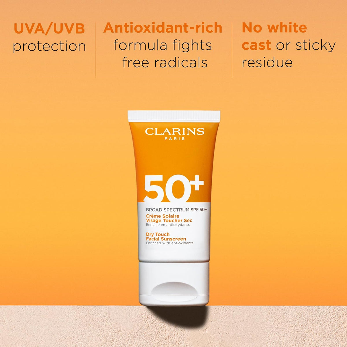 Clarins face sunscreen tube back packaging details