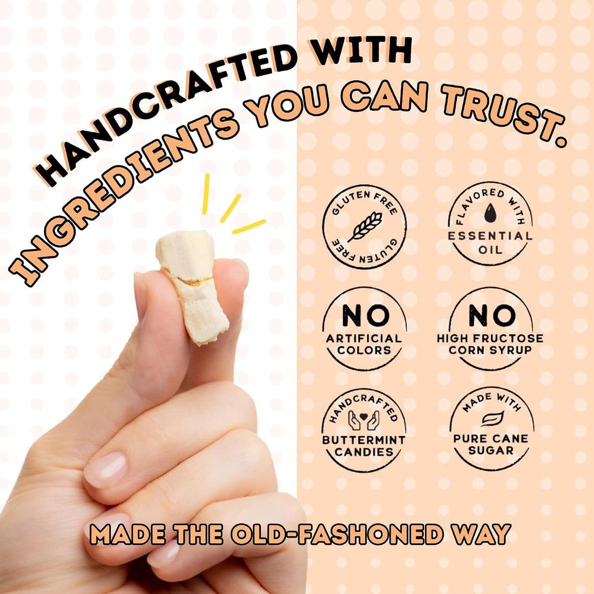 A handful of soft orange cream melt in your mouth candies.