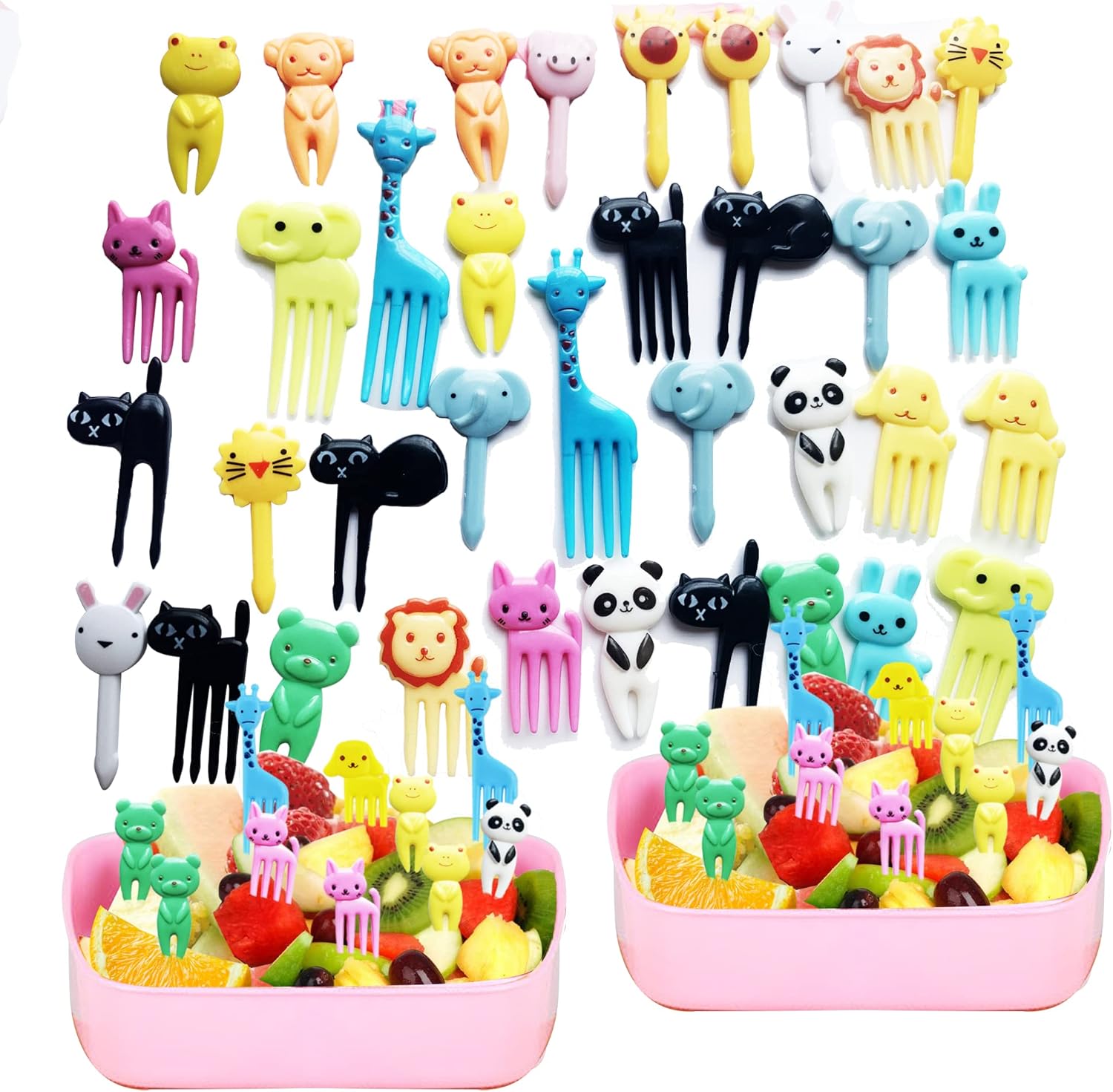 UOUYOO 36 Piece Animal Food Picks front view for bento lunch box