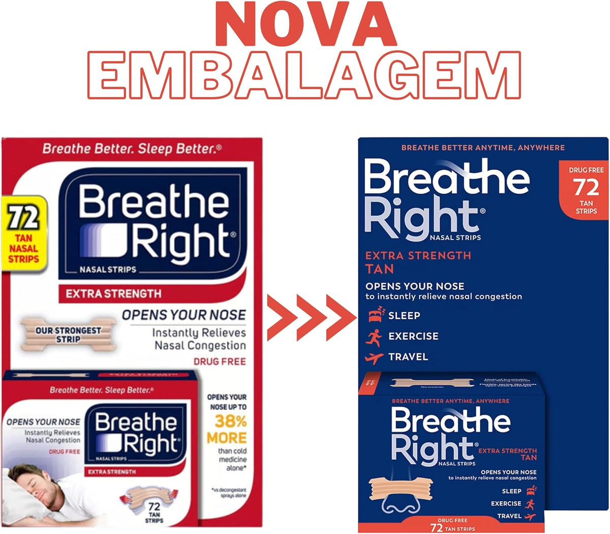Breathe Right extra strength nasal strips box