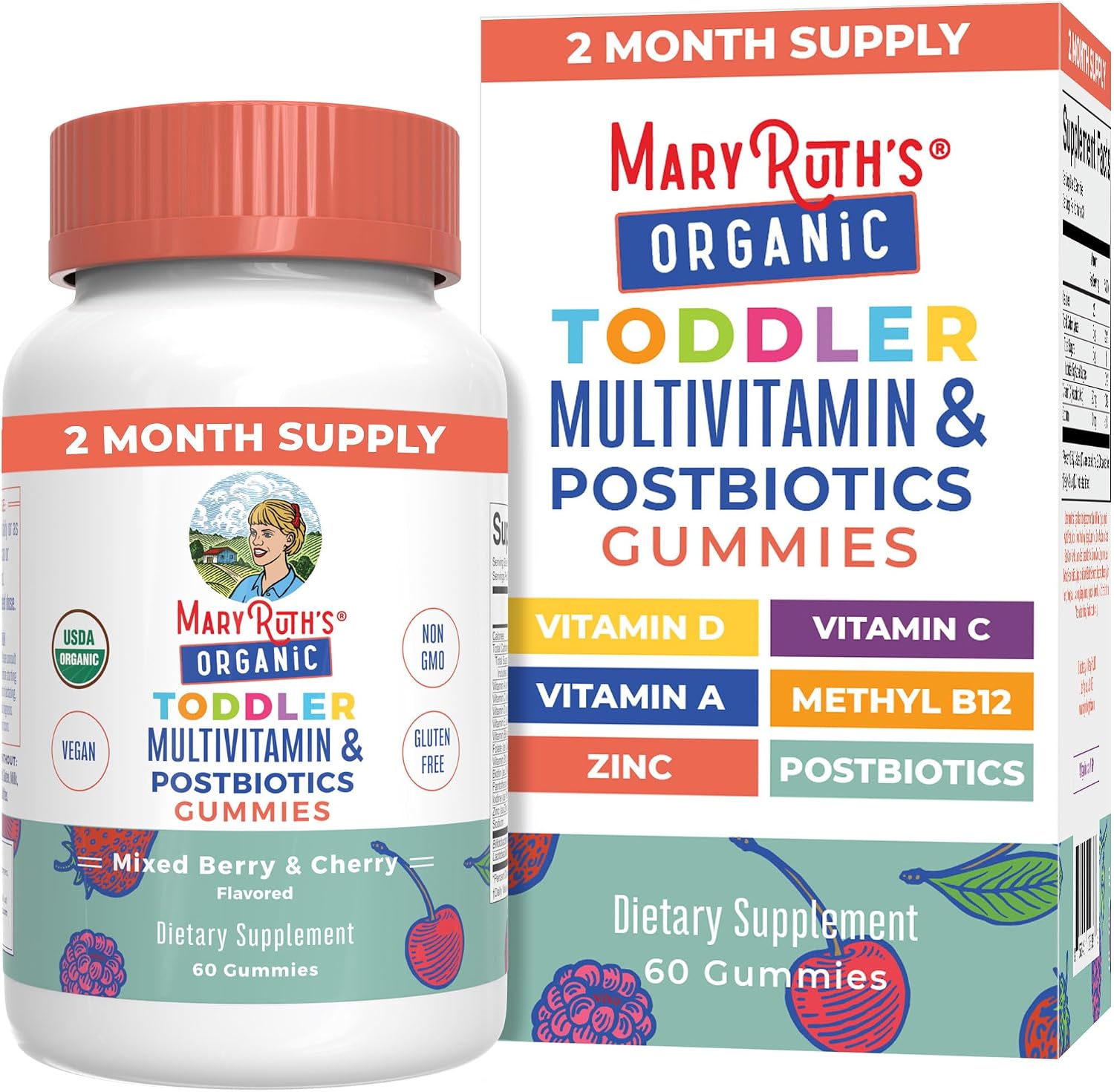 MaryRuth Organics toddler multivitamin gummies front view bottle