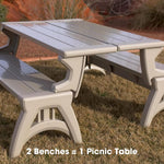 Convert-a-bench ergonomic backrest and seating angle view