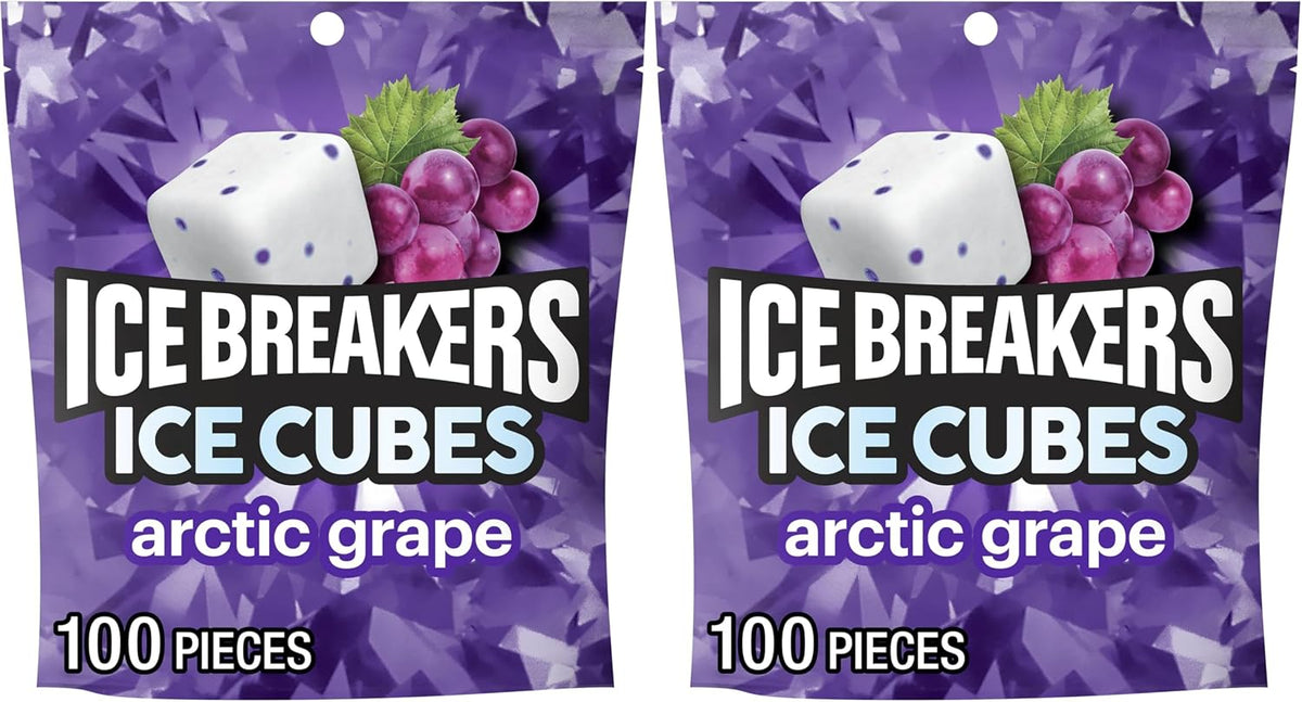 ICE BREAKERS Ice Cubes Arctic Grape Flavored Sugar Free Chewing Gum Pouch, 8.11 oz (100 Pieces) - Image 11