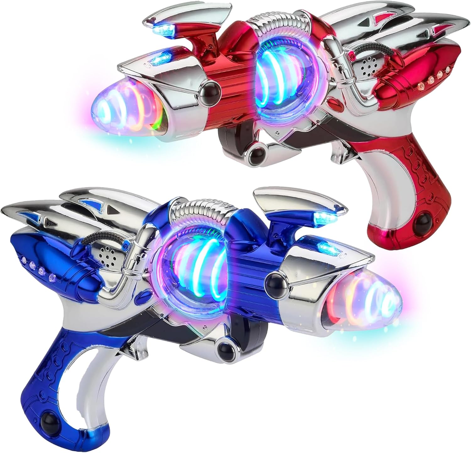 Playbees Light-Up Noise Blaster 2 Pack front view with red and blue colors