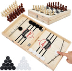 Hello Papaya Foldable Fast Sling Puck Game front view showing the wooden board layout with elastic bands.