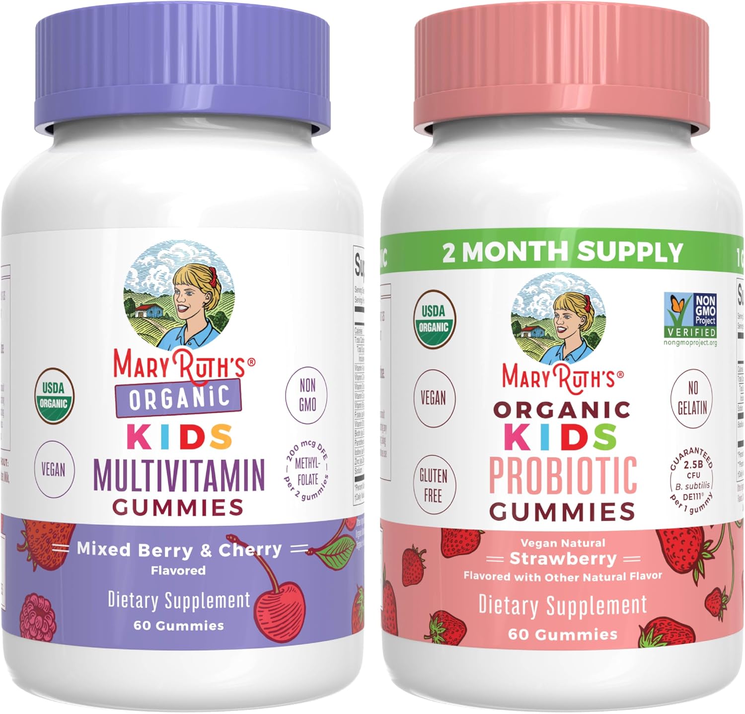 MaryRuth Organics Kids Multivitamin Probiotic Gummies front view bottle