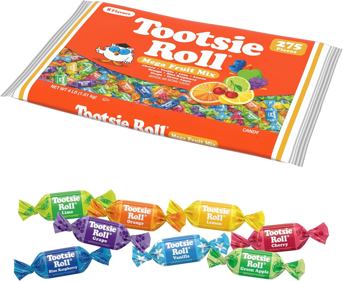 Tootsie Roll Fruit Chews Mega Mix nutrition facts and ingredients label