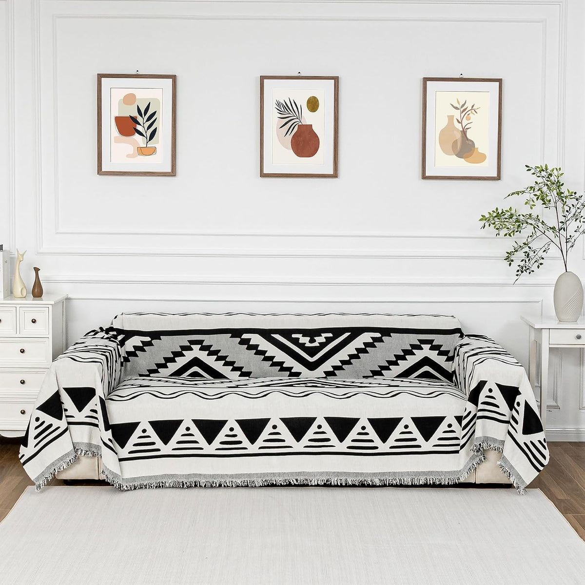 MYSKY HOME Boho Couch Cover for Dogs Washable Sage Abstract Couch Sofa Protector for Cats Pets Friendly Chenille Geometric Sofa Covers Soft Durable Farmhouse Sofa Slipcovers, 91" X118" - Image 10