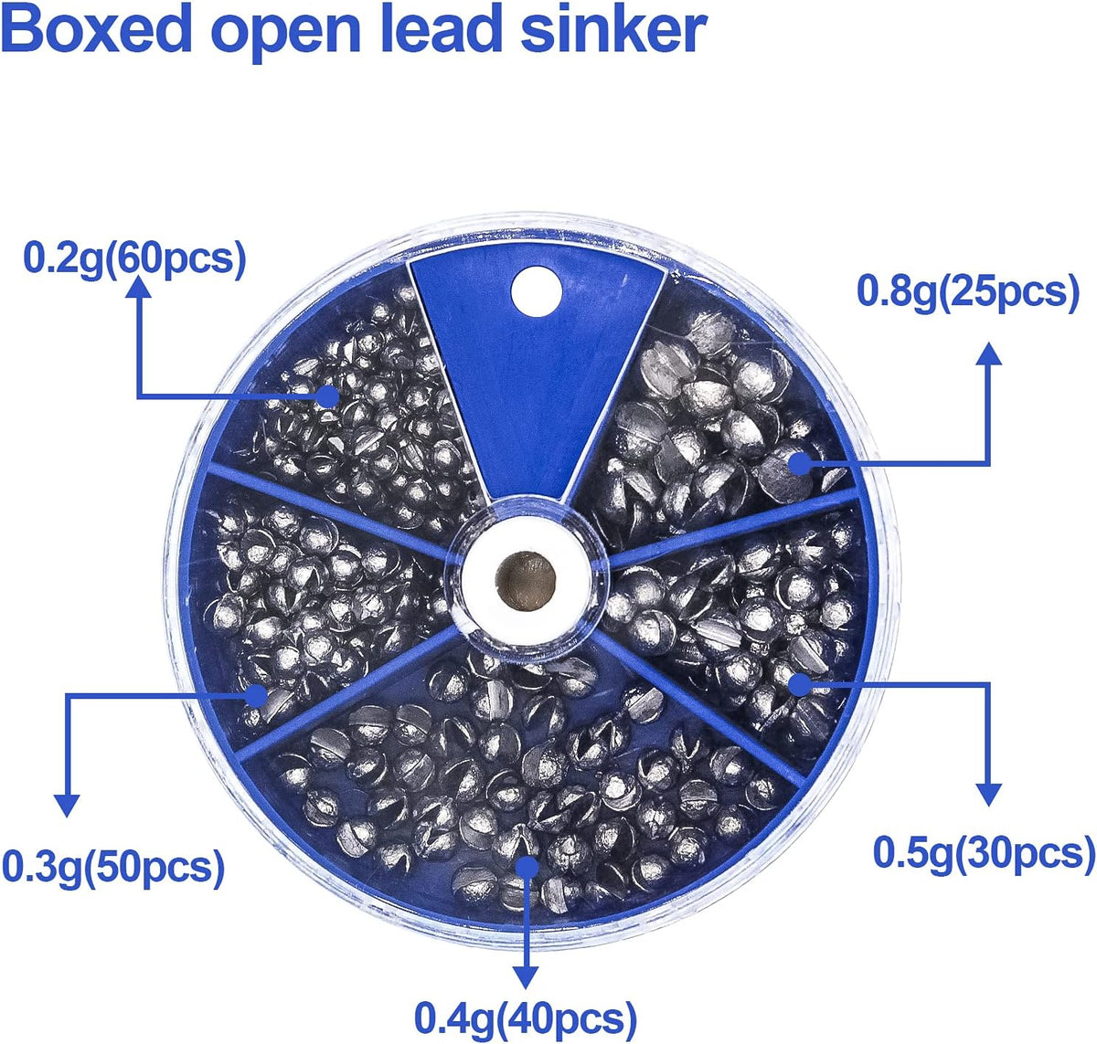 Fregito split shot sinkers assorted sizes layout
