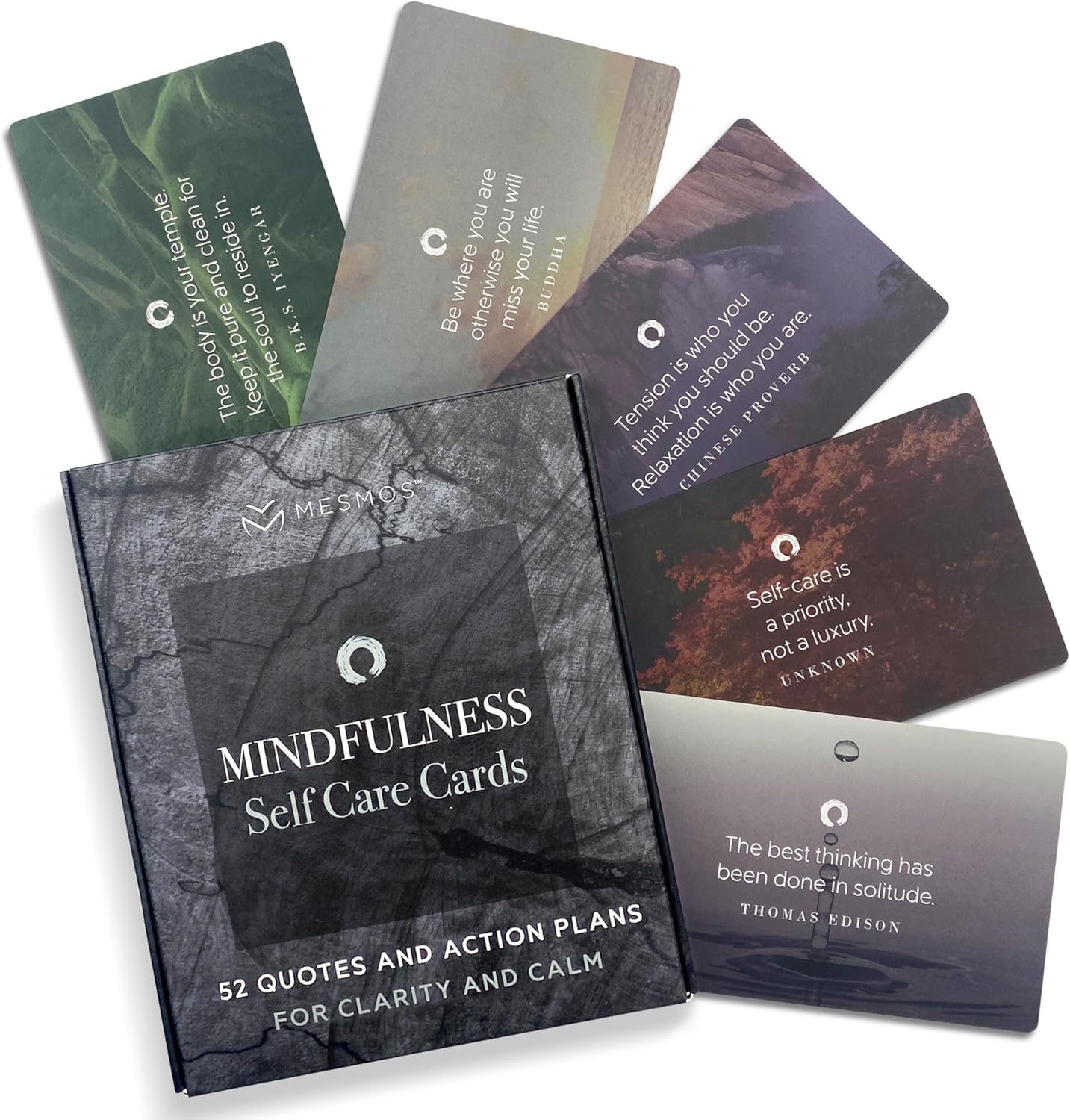 Mesmos 52 Mindfulness Cards front view deck for daily meditation