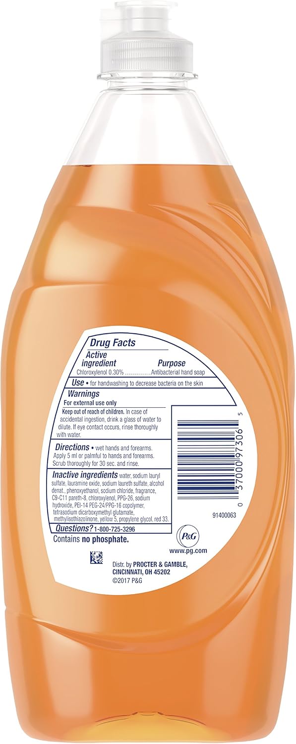 Dawn orange scent dish soap bottle showing product label details