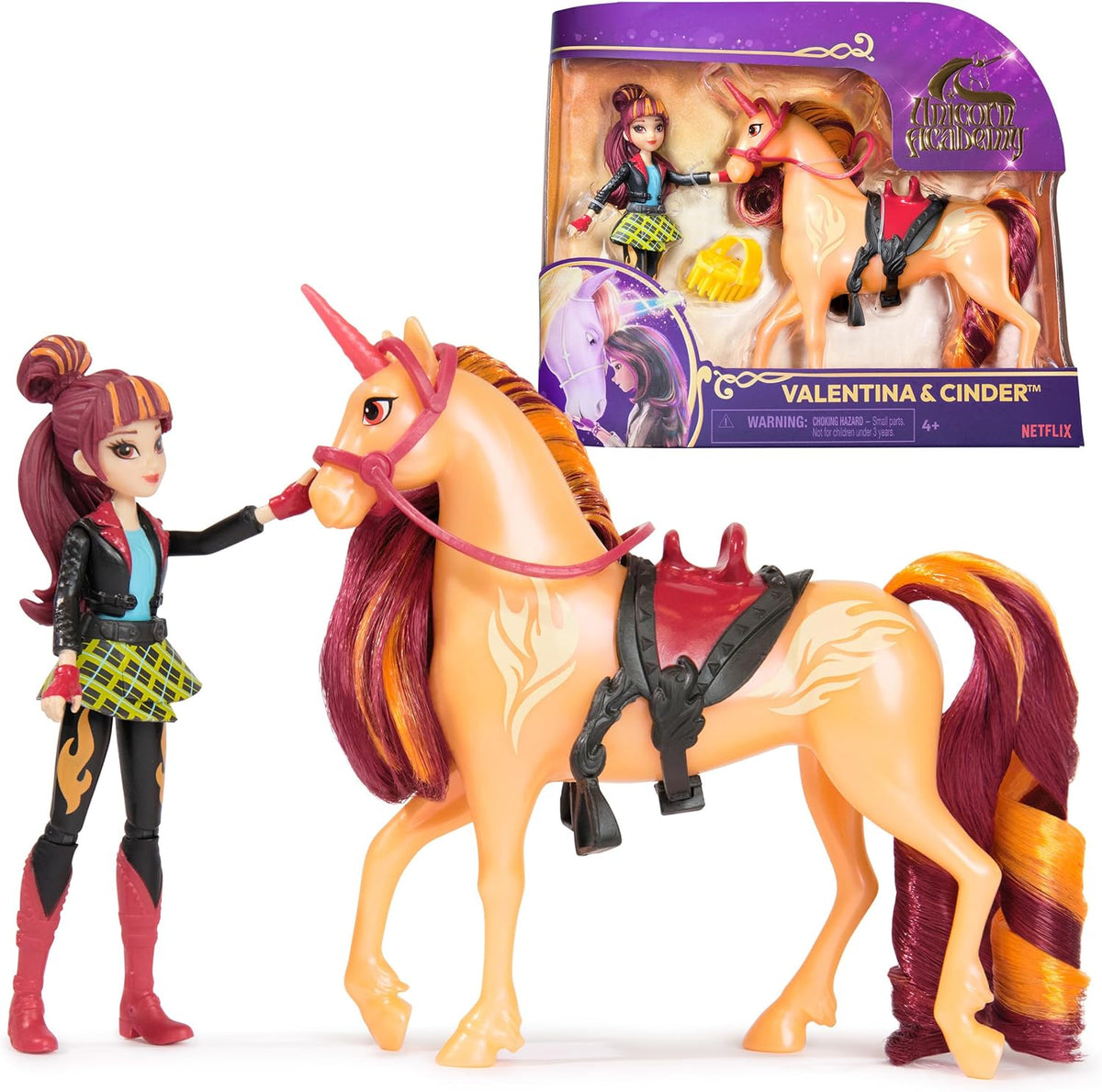 Unicorn Academy Valentina doll and Cinder front view