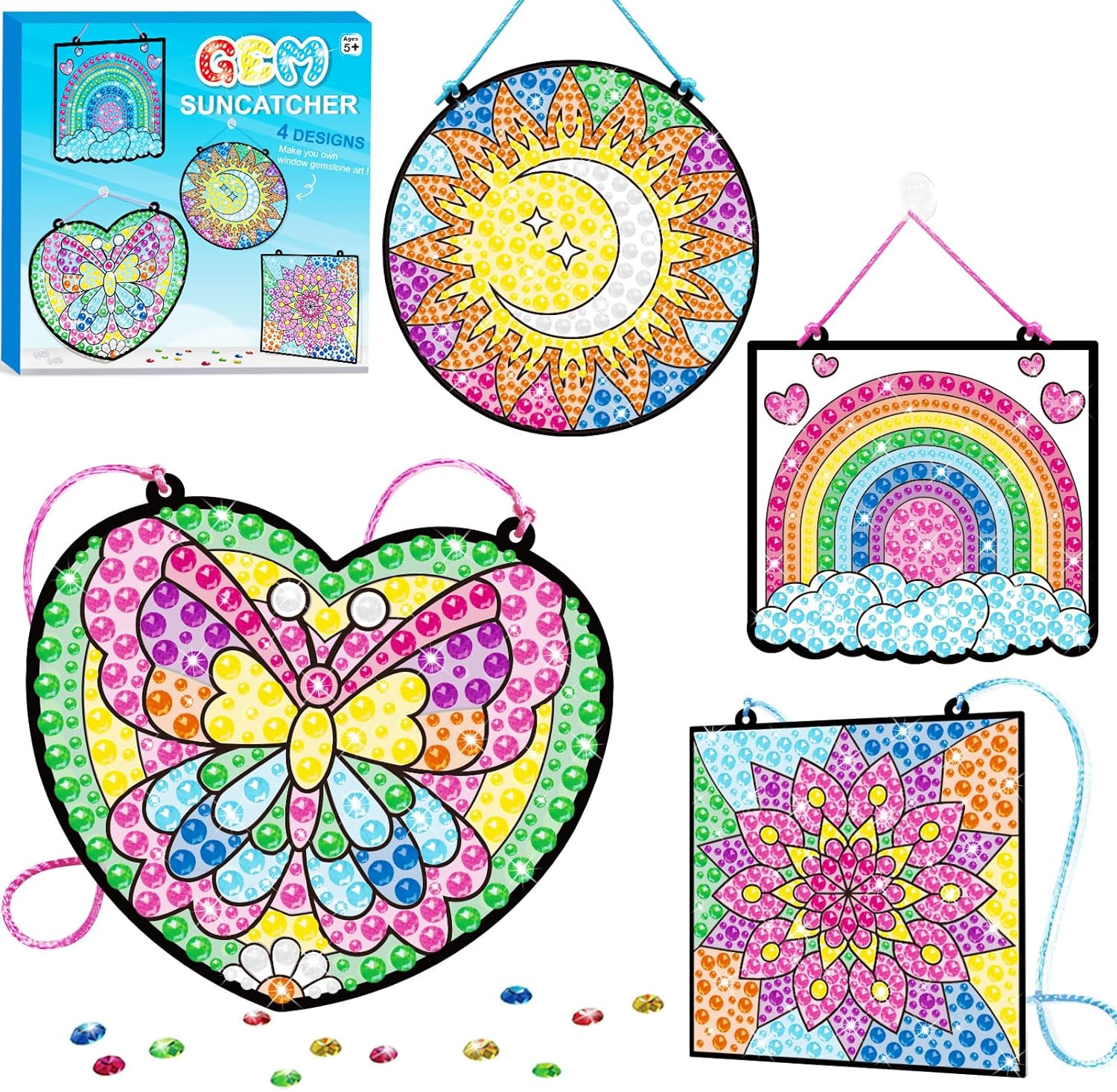 Banbbur 4 pieces window art kit for kids front view showcasing the butterfly suncatcher package.