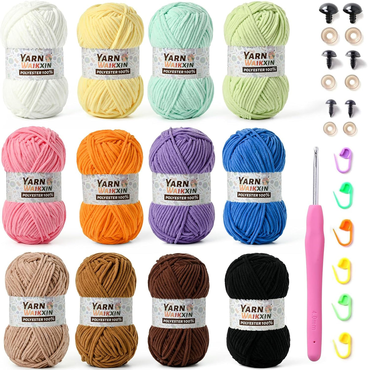 12 Pack Fluffy Chunky Chenille Yarn for Crocheting, Baby Yarn for Crocheting Soft Blanket, 600g (787yds) Bulky Yarn Set for Crochet Amigurumi & DIY Crafts B - Image 10