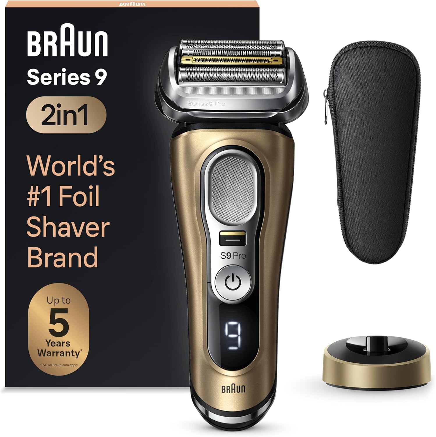 Braun Series 9 Pro 9419s electric shaver front view in gold