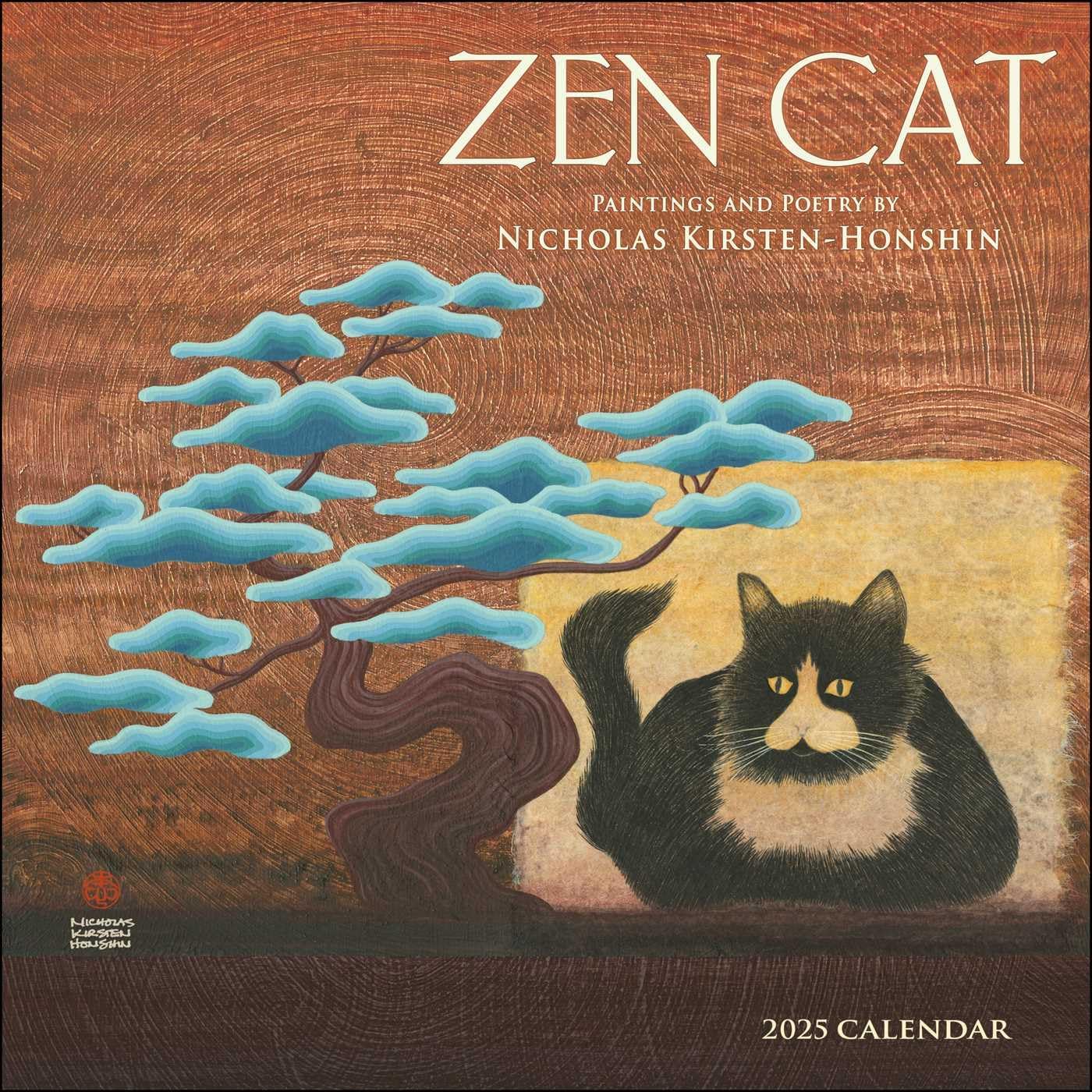 Zen Cat 2025 Wall Calendar: Paintings and Poetry by Nicholas Kirsten-Honshin - Image 1