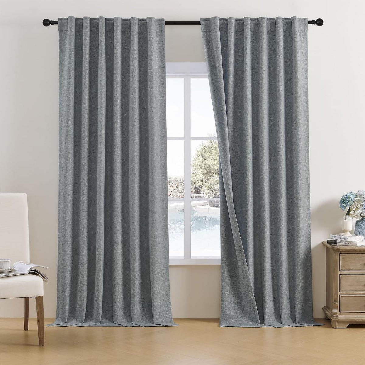 Brown Curtains 63 Inch Long 2 Panels Set-Back Tab and Rod Pocket Room Darkening Thermal Insulated Linen Textured Blackout Curtains Drapes?50" W x 63" L - Image 11