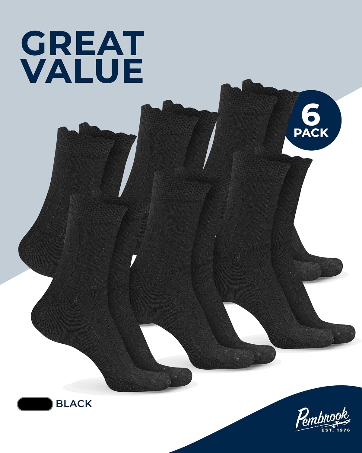 Pembrook diabetic socks pack of six pairs layout