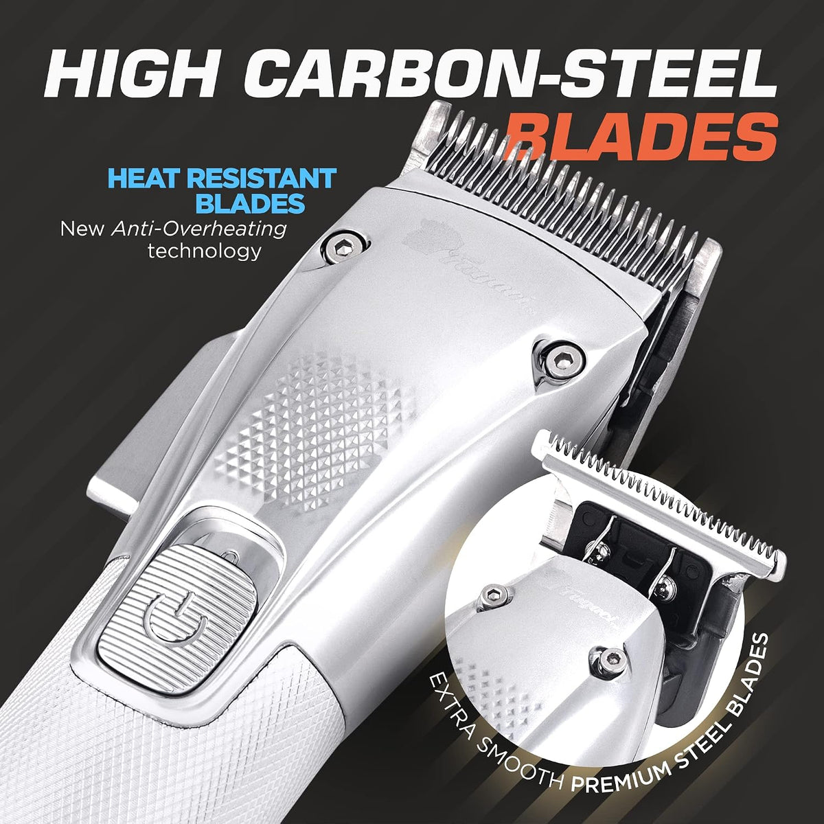 Fagaci Professional Hair Clippers for Men & Trimmer, Turbo Power Barber Kit | Clipper 5h and trimmer 3h battery life, High carbon steel blades, low noise, Burnout protection built in, corded or cordless - Image 9