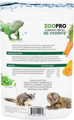 Exotic Nutrition Garden Fresh Re-Hydrate food topper served dry in a small pet feeding dish.