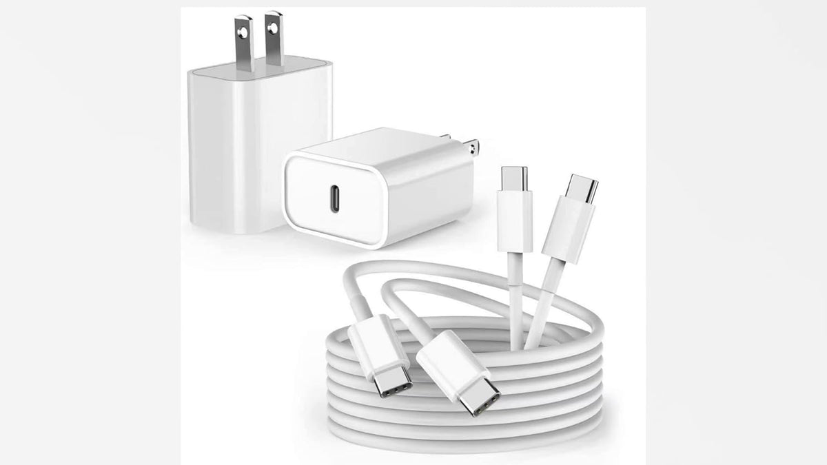 Packaging layout of the authentic twenty watt Type C dual charger bundle.