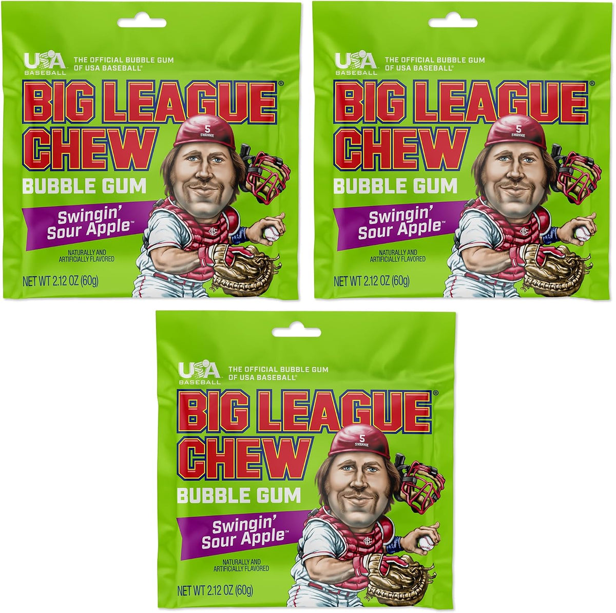 Big League Chew Original Bubble Gum 3-Pack - 2.12oz Packets - Original Baseball Gum - Big League Chew Baseball Candy Set for Treats, Party Favors & More - Softball Candy For Teams - Image 10
