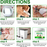 Cat dental wipe application on pet gums