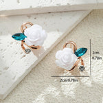 Zaycca White Rose Flower Stud Earrings side profile