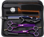 Purple Dragon 5.5 inch hair cutting scissors set front view