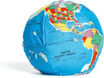 Hugg-A-Planet Pocket Earth plush globe front view showcasing political world map