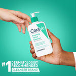 Side profile of CeraVe foaming facial cleanser highlighting essential ceramides