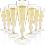 JOLLY CHEF 100 Pack Plastic Champagne Flutes front view for wedding parties.