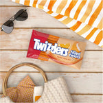 Open bag of American Twizzlers showing the soft texture and cream filling.