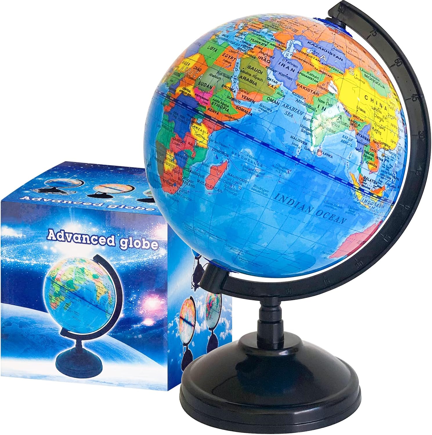 Rrshnsgv 6 inch geographic world globe front view