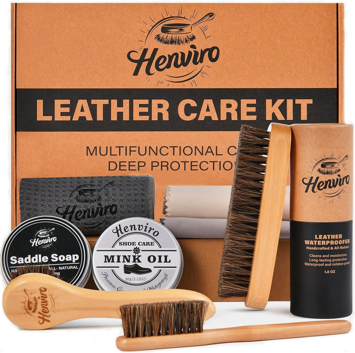 CUTEUP leather boot care kit front view showing saddle soap and mink oil tins.