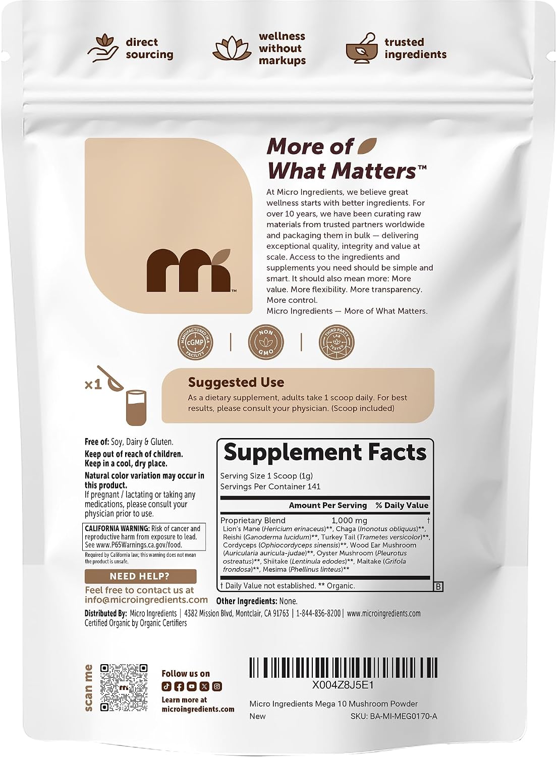 Micro Ingredients organic mega mushroom powder lifestyle use