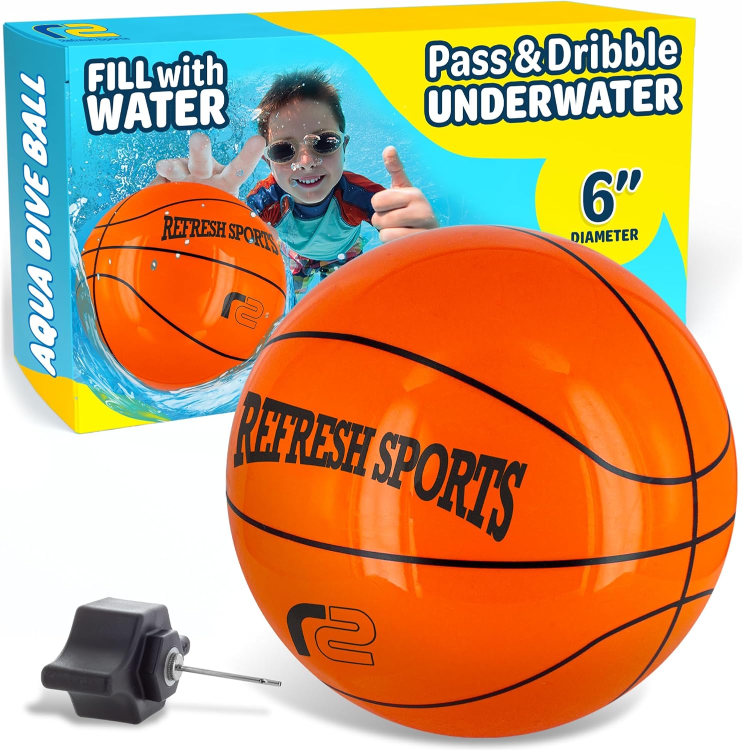 Refresh Sports Aqua Dive Pool Ball Basketball front view underwater toy