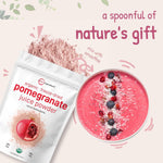 Pomegranate juice powder mixed into a healthy green smoothie