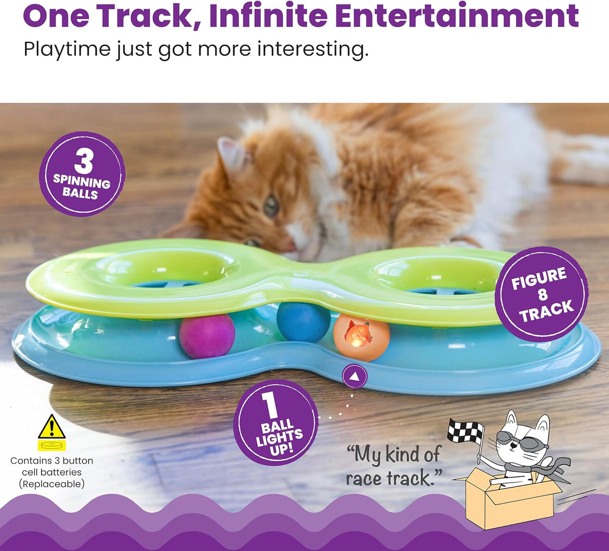 Catstages Infinity Ball Track figure-8 layout angle