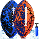 Jasonwell Pool Beach Water Football 2 Pack front view showcasing the orange and blue waterproof sports balls with a manual pump.