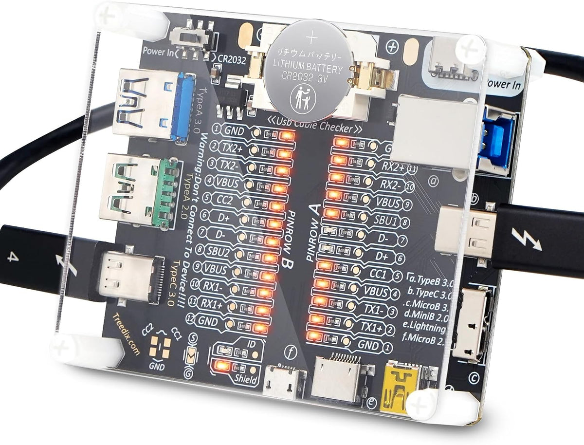 Treedix USB test board connected with a Type-C cable